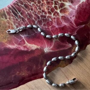 Sterling Silver Oval Bead Chain Bracelet